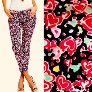 NWT Lilly Pulitzer Skinny Ankle Pant Size 2 x 27" Bright Navy Candy Hearts